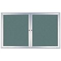 United Visual Products Double Door Enclosed Radius EZ Tack Board, 42"x32", Satin/Green UV7002EZ5-GREEN-SATIN